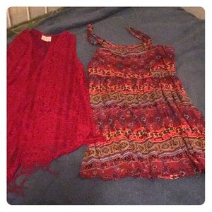 2 piece item summer dress with vest